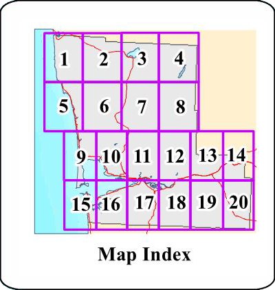 Land use map index showing the areas covered by each map pdf.